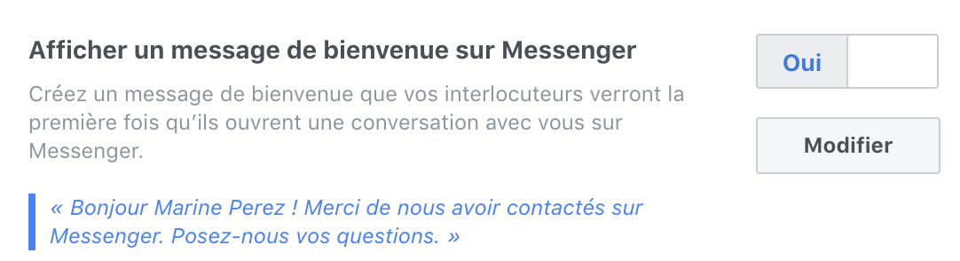 comment mettre un message automatique sur une page facebook