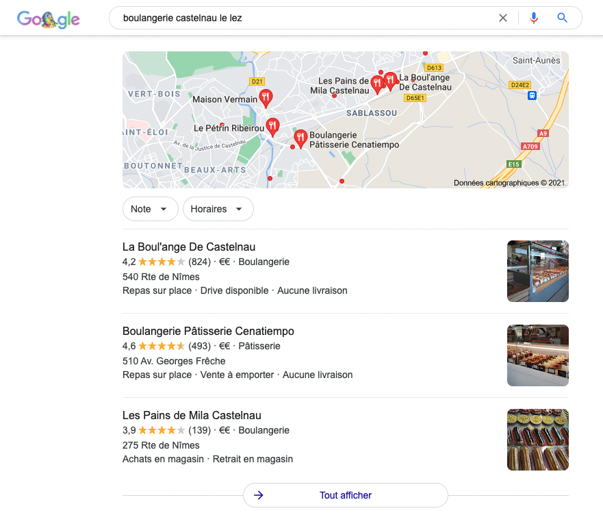 boulangerie google my business exemple